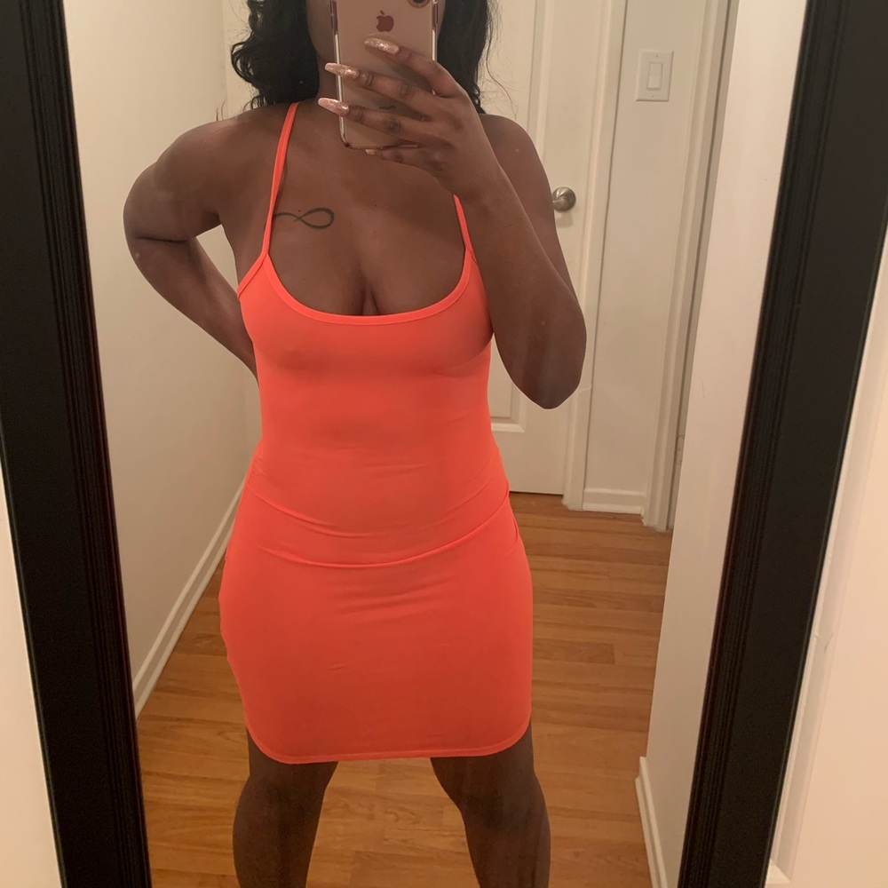 Bright Neon Orange Mini Dress